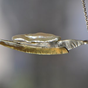 One of a kind large keshi pearl pendant
