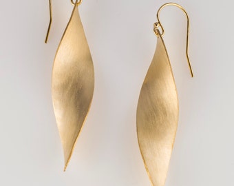 14K gold filled earrings, hand forged, matte or polished gold earrings