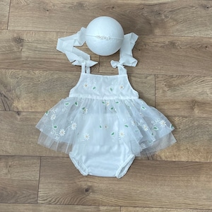 Summer Dress for Infant Girl Romper Dress Cake Smash Girl Outfit Photo Prop 9-12 Months Girl Set 1st Birthday  Daisy Girl Romper Set RTS