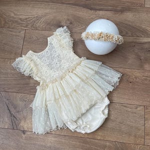 Baby Flower Girl Lace Romper: Cake Smash Outfit, Floral Crown Option