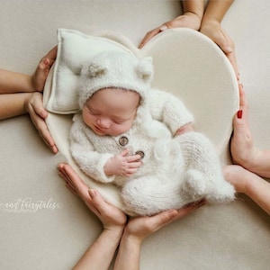 Romper For Newborn Bear Set For Photogrphy Prop Unisex Baby Outfit Gift For Mama to Be Take Home Romper Set For Infant Bear Outfit For Baby