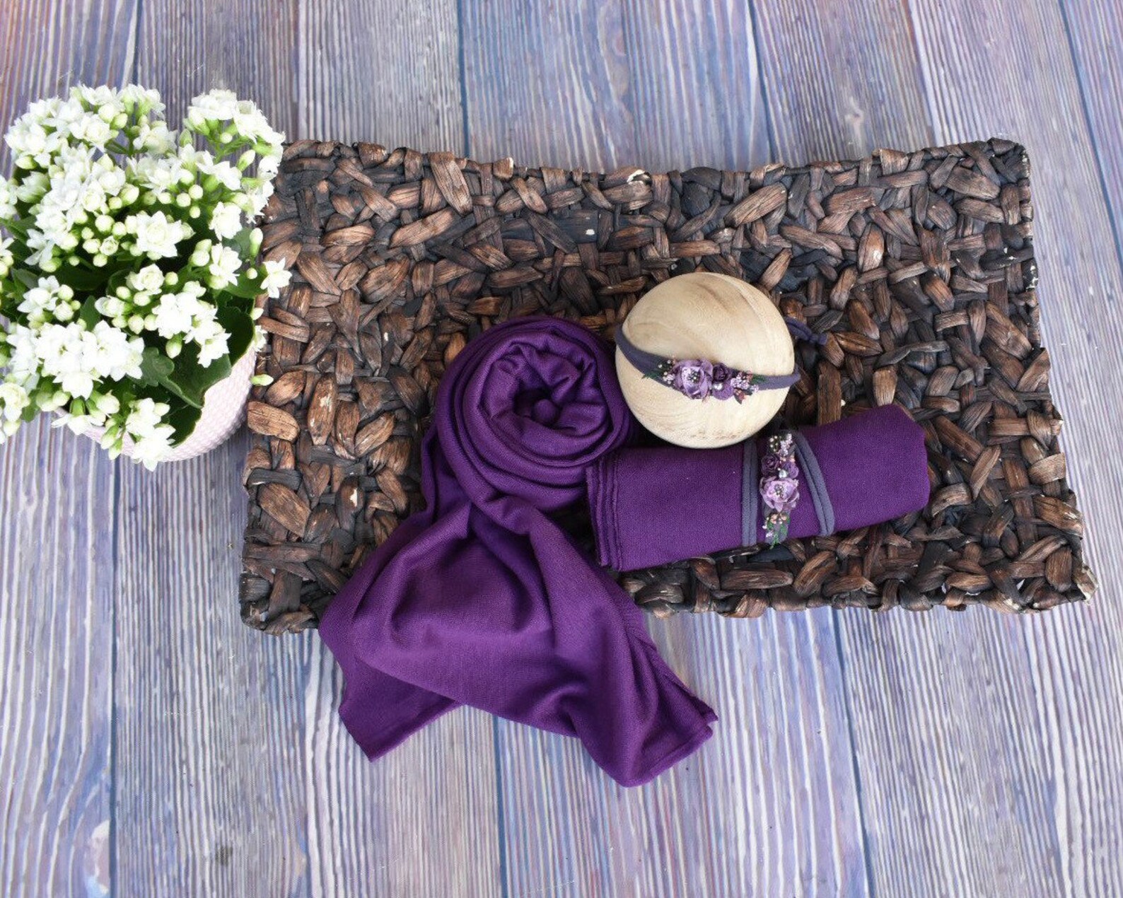 Purple Newborn Wrap Set Baby Girl Wrap Set Newborn Purple Etsy