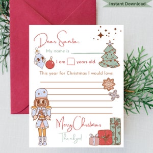 Brief an den Weihnachtsmann druckbare, Weihnachtsliste für Kinder, Weihnachtswunschliste, Lieber Weihnachtsmann, druckbare Weihnachtsliste, Kinderwunschliste