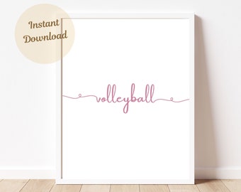 Volleyball Wall Art, Volleyball Room Decor, Girls Room Printable, Girls Sports Room, Volleyball Player, Volleyball Room, Wall Art Printable