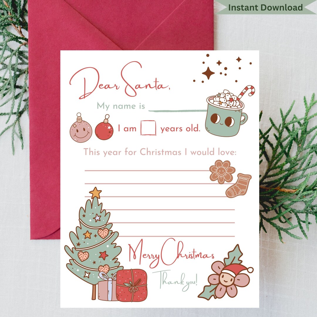 Christmas List Printable, Christmas List for Kids, Letter to Santa ...