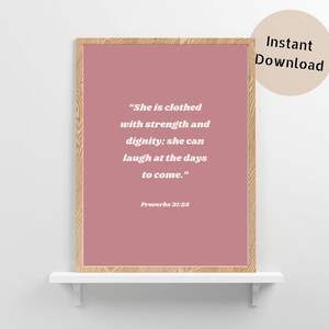 Bible Verse Wall Art Print, Girls Wall Art Print Pink, Pink Wall Art, Girls Nursery Print, Inspirational Quotes Print, Playroom Wall Art