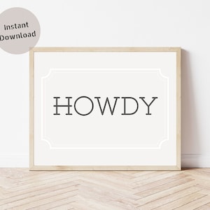 Howdy Wall Art Printable, Howdy Printable, Boys Bedroom Print, Nursery Wall Art Print, Cowboy Print, Wall Art Print kids, Cowboy Nursery