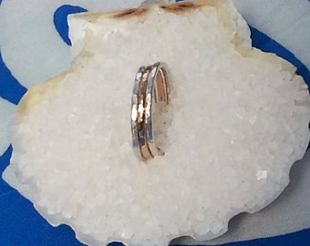 Hammered Sterling Silver and Gold Fill Stack Ring