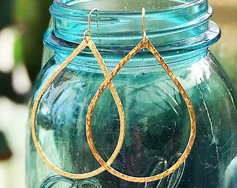 Gold Fill Teardrop shaped Hoop Earrings