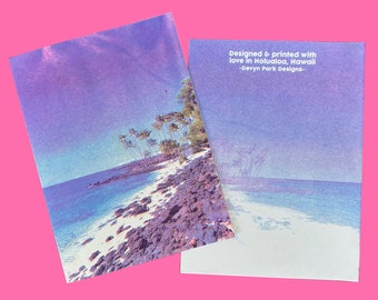 Hawaiian Beach Mahaiulas Risograph Blank Greeting Card