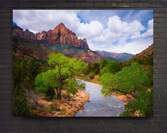 Canvas Photo Print, Zion National Park, The Watchman, Americana Print, Large Utah Print, Scenic Canvas, Utah Travel Print, Fine Art Print