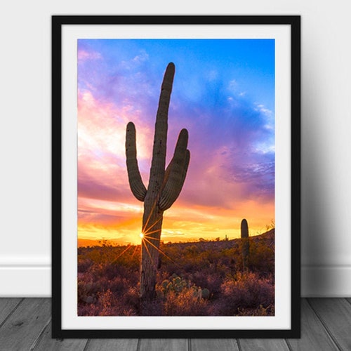 Southwest Print Arizona Sunset Desert Cacti Art Extra Large - Etsy