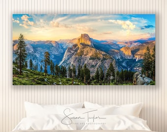 Giant Yosemite National Park Scenic Canvas Art, California Sunset, Large Mountain Wall Decor, Landscape Print, Dreamy Clouds, Sierra Nevada