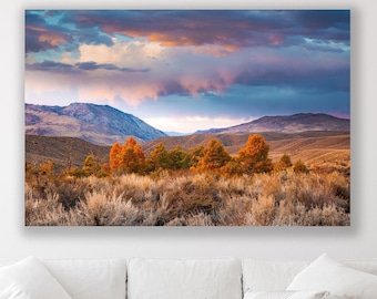 Autumn Sierra Sunset Print, Peaceful Fall Photo, California Eastern Sierra Fine Art, Nature Hike, Office Home Decor, Landscape Adventure Art