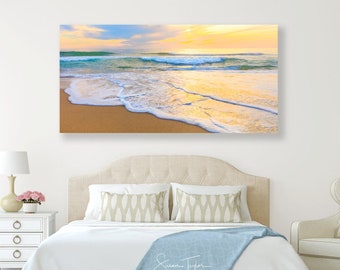 Dreamy California Beach Sunset Canvas, Large Ocean Print, San Francisco Beach Photo, Peaceful Ocean Wall Decor, California Fine Art Photo