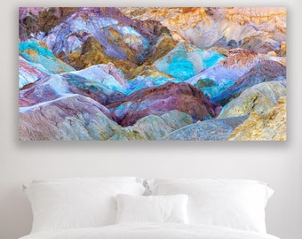 Artists Palette, Painted Rocks, Sunrise Photo, Colorful Death Valley National Park Print, Desert Landscape Canvas Wall Art, Mojave Fine Art