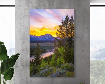 Grand Teton Print, National Park Canvas, Large Teton Wall Art, Snake River Photo, Peaceful Nature, Wyoming Rustic Wall Art, Majestic Picture