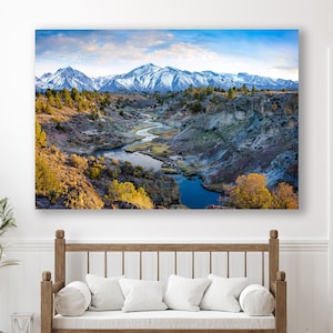 Large Mountain Canvas, River Art, Scenic California Wall Decor, Mammoth Lakes, Fishing Adventure, Eastern Sierras Photo Geological Hot Creek