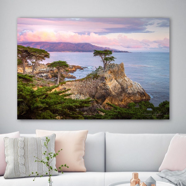 California Photography, Lone Cypress Picture, Large Beach Photo, Travel Photography Print, Beach Wall Decor, Pastel Tree Photo, Monterey Art