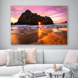 Big Sur Photography, Scenic Seascape Canvas Photo, California Sunset Beach, Limited Edition, Rocky Pacific Coast, Ocean, Carmel Coast