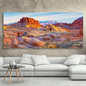 Valley Of Fire Photo, Mojave Desert, Las Vegas, Western Art, Magical Desert Colors, Large Nature Canvas, Winding, Nevada, Southwest Decor