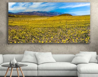 California Superbloom Canvas Print, Death Valley Flowers, Desert Fine Art, Southwestern Print, Yellow Wall Decor, Pretty Wildflower Picture
