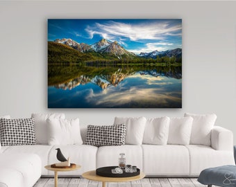 Oversized Wall Decor, Sawtooth Mountain Photo, Idaho Art, National Geographic, Susan Taylor, American Mountain Landscape, Serene Reflection