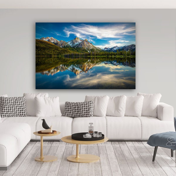 Oversized Wall Decor, Sawtooth Mountain Photo, Idaho Art, National Geographic, Susan Taylor, American Mountain Landscape, Serene Reflection