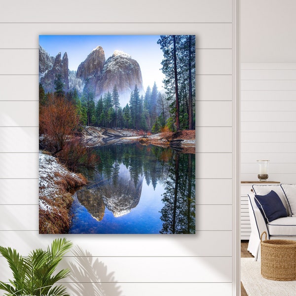 Mountain Wall Decor, Yosemite Print, Cathedral Rocks Photo, Large California Landscape, Scenic National Park Fine Art,  National Park Decor