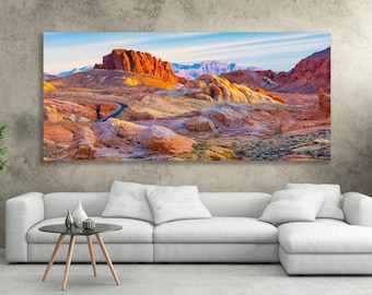 Valley Of Fire Photo, Mojave Desert, Las Vegas, Western Art, Magical Desert Colors, Large Nature Canvas, Winding, Nevada, Southwest Decor