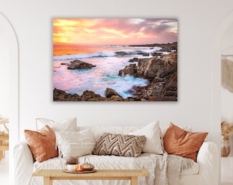 Ocean Photography, California Seascape Print, Ocean Home Decor, Pacific Coast Sunset, Large Nautical Photo, Rocky Coast, Office Wall Decor