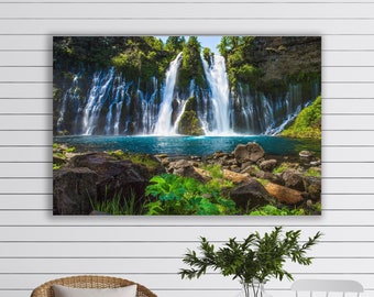 Heavenly Meditative Print, California Waterfall Waterfall, Burney Falls, Nautical Photo, Lush Waterscape, Waterfall Canvas Decor, Zen Garden