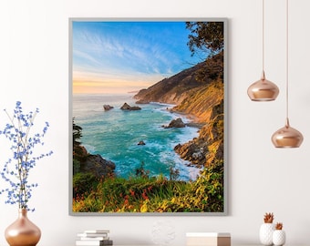 California Beach Photo, Big Sur Print, Travel Photography, Aqua Blue, Ocean Photograph, Canvas Seascape, Pacific Coast, CA Large Home Decor
