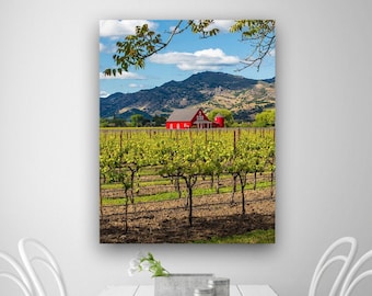 California Landscape, Red Barn Photo, Napa Valley Print, California Fine Art, Winery Canvas Wrap, Rustic Art, Matted Wall Prints, Wall Decor