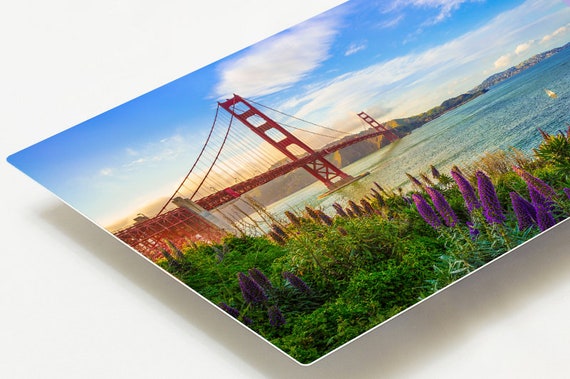 Golden Gate Bridge Metal Print, Sailboat Metal Wall Decor, San Francisco Office Metal Print, Bay Area Bridge Metal Art, Floral Metal Print