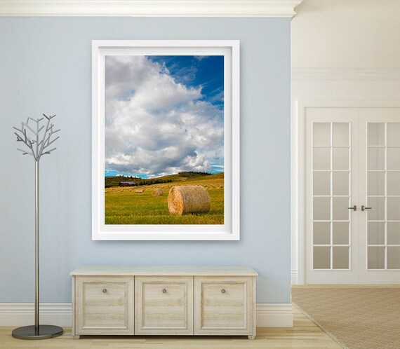 Alberta Canada Photograph Hay Bail Print Large Canvas Etsy