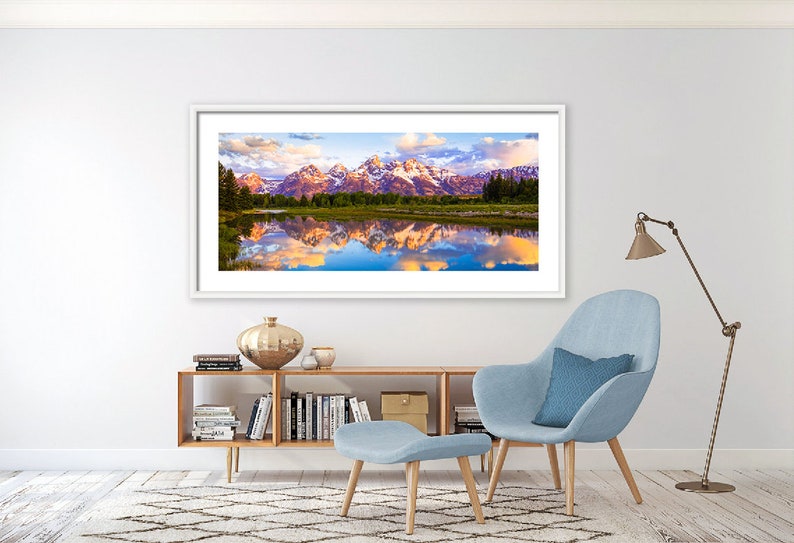 Grand Teton Reflection Giant Mountain Photo On Canvas Extra | Etsy