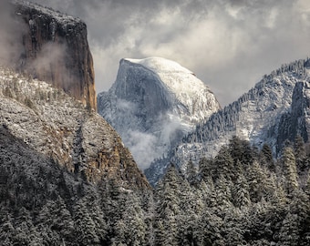Yosemite Photography, California Landscape, Half Dome Photo, Dreamy, Park Winter Scene, Heavenly Yosemite National Park Canvas, Sierra Drama