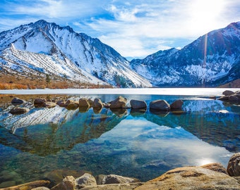 Sierra Nevada Print, Mountain Reflection Canvas, Owens Valley Picture, Large Nature Wall Art, Convict Lake California, Epic Mountain Scene