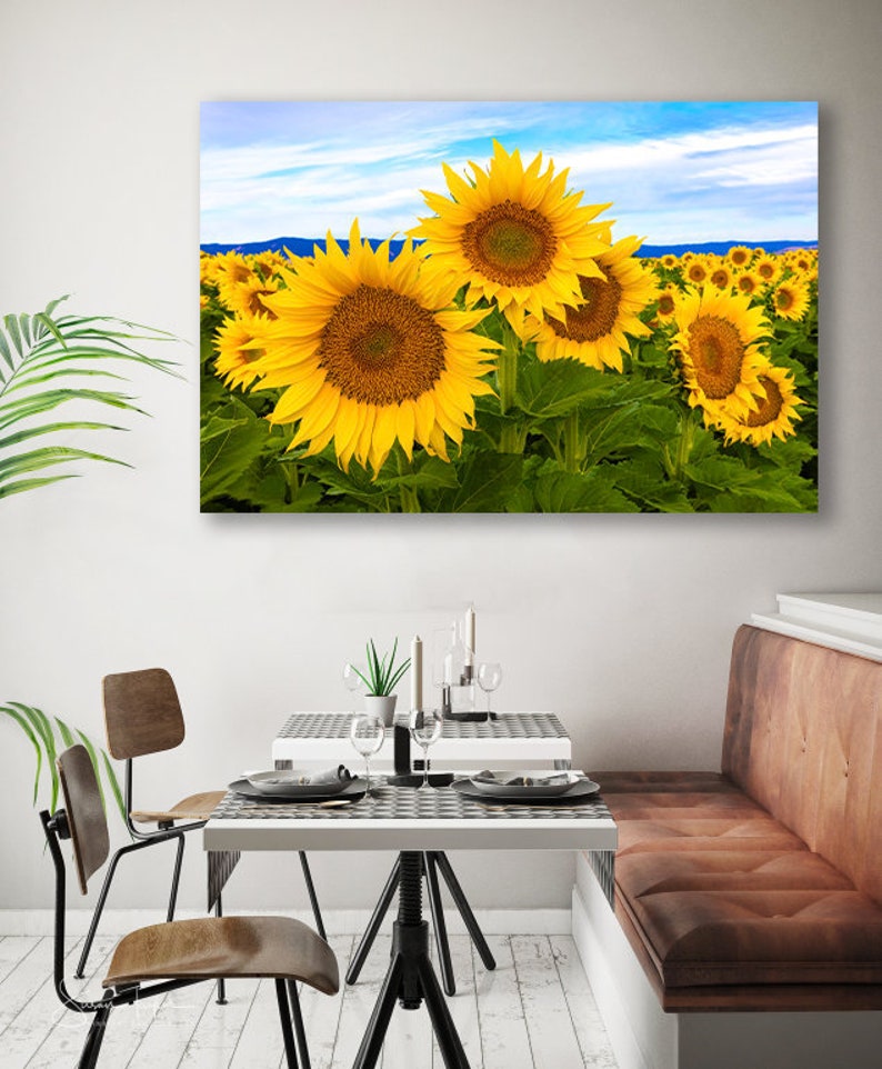 Sunflower Print Oversized Flower Photo on Canvas Scenic | Etsy