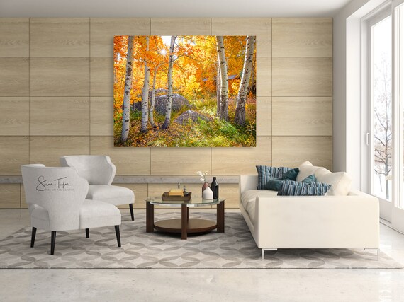Large Aspen Cabin Fall Print Forest Photo California Autumn Etsy