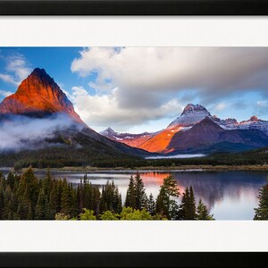 Mountain Print, Montana Photography, Glacier National Park Sunrise Canvas, Susan Taylor Epic Home Decor, Blue Orange Office Many Glacier image 4