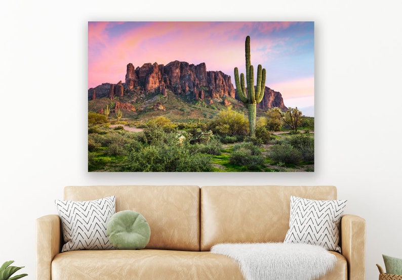 Southwest Print Arizona Sunset Desert Cacti Art Extra Large - Etsy