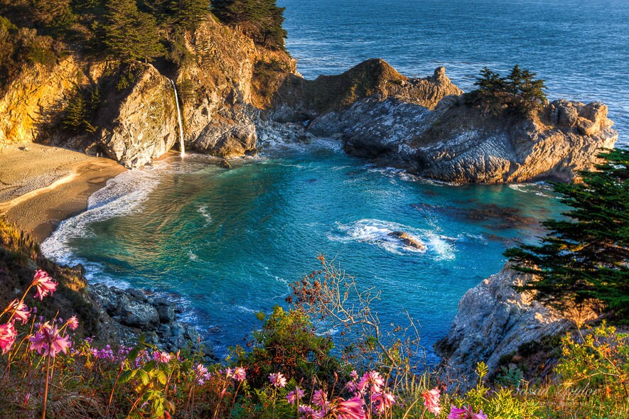 Large California Canvas Big Sur Photography Waterfall Photo Etsy