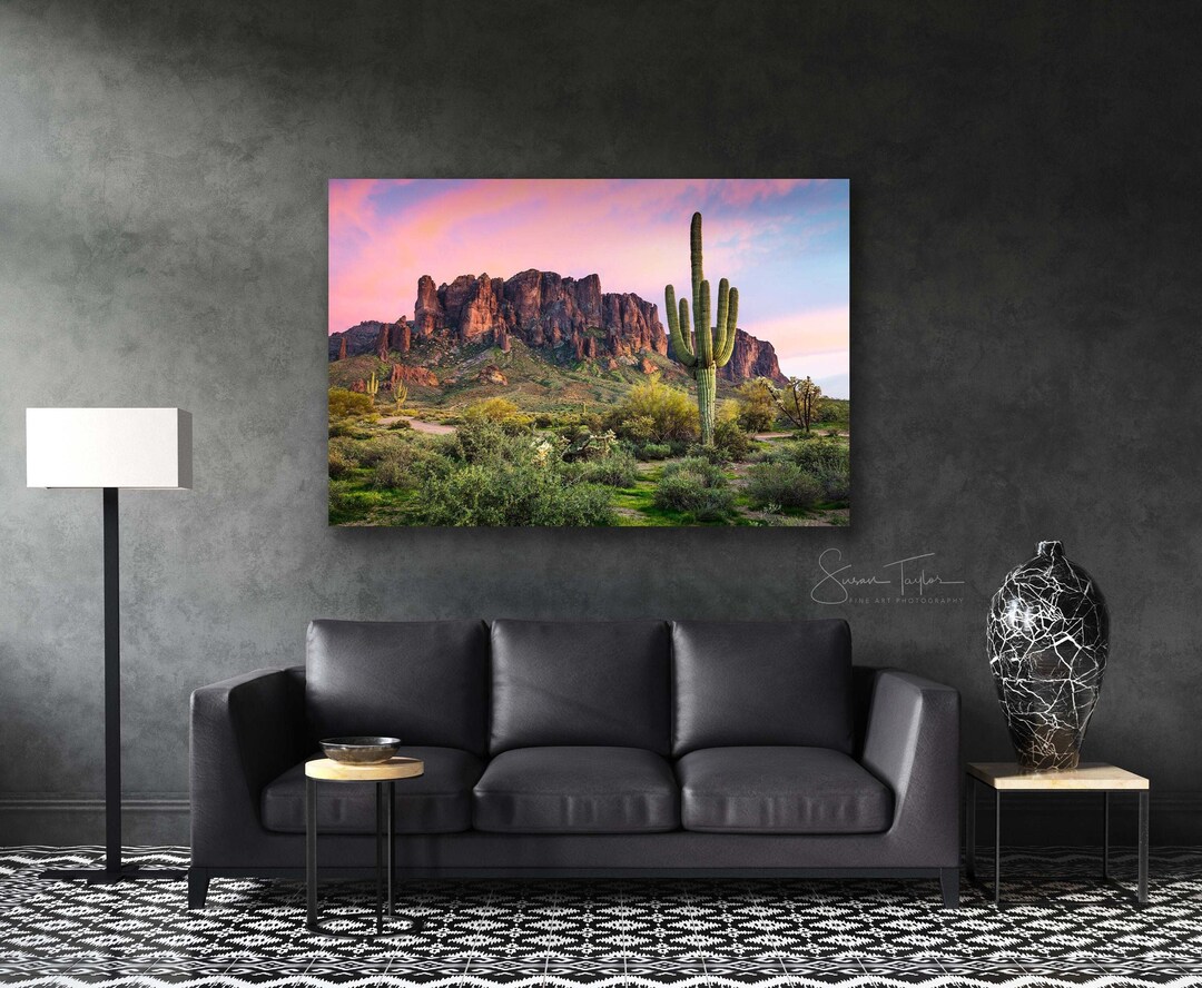 Southwest Print, Arizona Sunset, Desert Cacti Art, Extra Large Desert ...