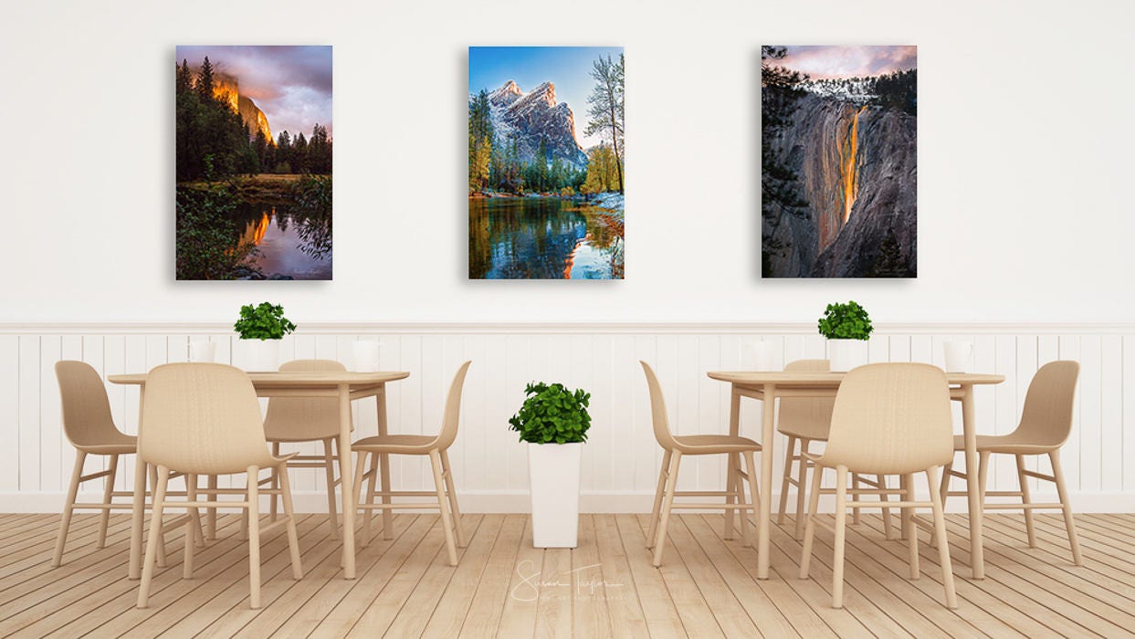 Set of Three 3 Canvas Prints Yosemite Photo On Canvas Gift | Etsy