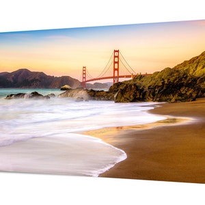 Golden Gate Bridge Canvas, San Francisco, California Landscape Photography, Large Dreamy Canvas, Baker Beach Photo, Bay Area Fine Art Print