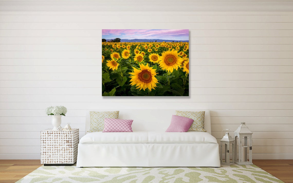 Large Canvas Flower Wall Art Sunflower Home Decor California Etsy