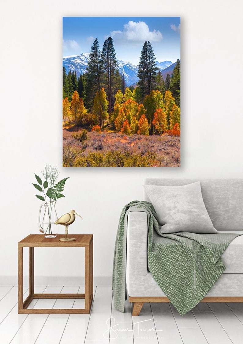 Large Autumn Print Mountain Tree Deco California Fall Colors - Etsy