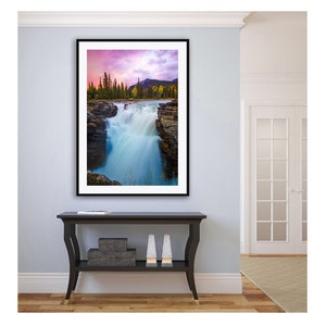 Waterfall Photograph, Alberta Print, Large Jasper Photo On Canvas, Athabasca Falls Waterscape Photo Fantasy Home Decor, Epic Canada Wall Art